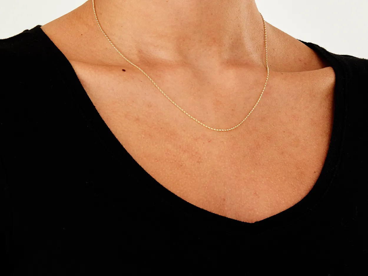 9ct Yellow Gold 1.0mm Diamond Cut Oval Belcher Chain 18"/45cm Hallmarked
