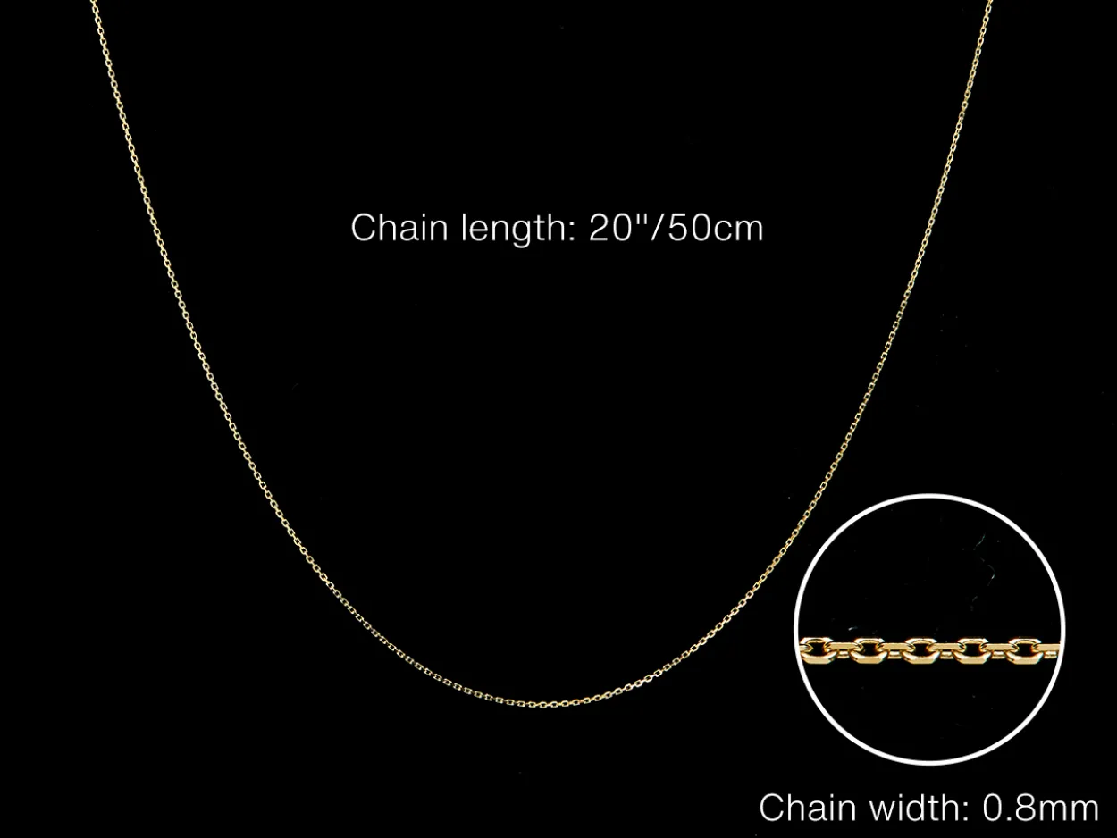 9ct Yellow Gold 0.8mm Diamond Cut Oval Belcher Chain 20"/50cm Unhallmarked