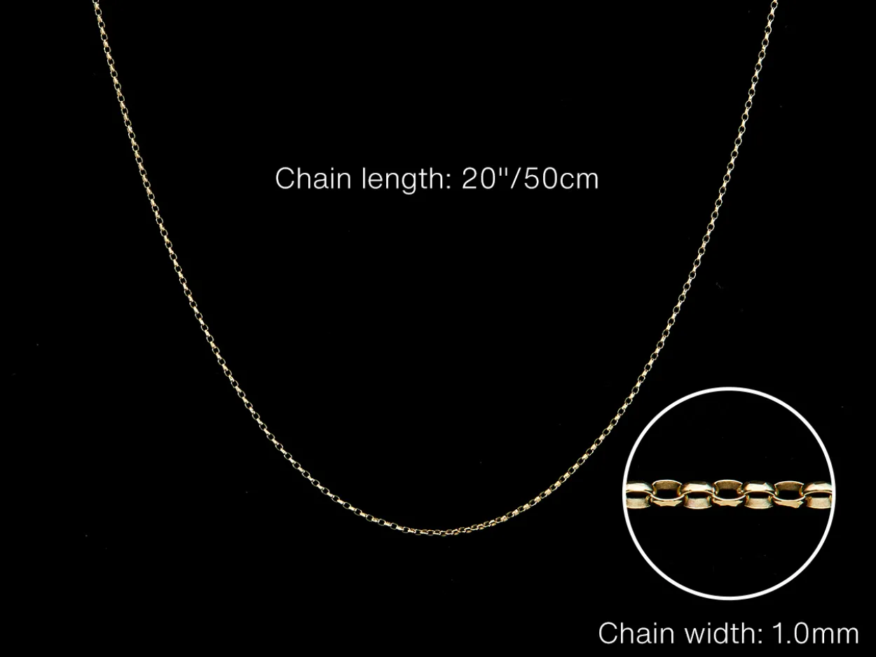 9ct Yellow Gold 1.0mm Diamond Cut Oval Belcher Chain 20"/50cm Hallmarked