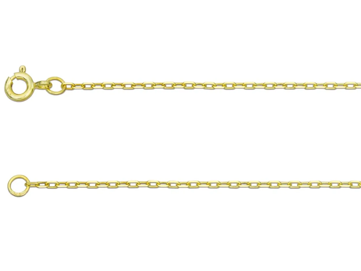 9ct Yellow Gold 1.5mm Diamond Cut Oval Trace Chain 18"/45cm Hallmarked