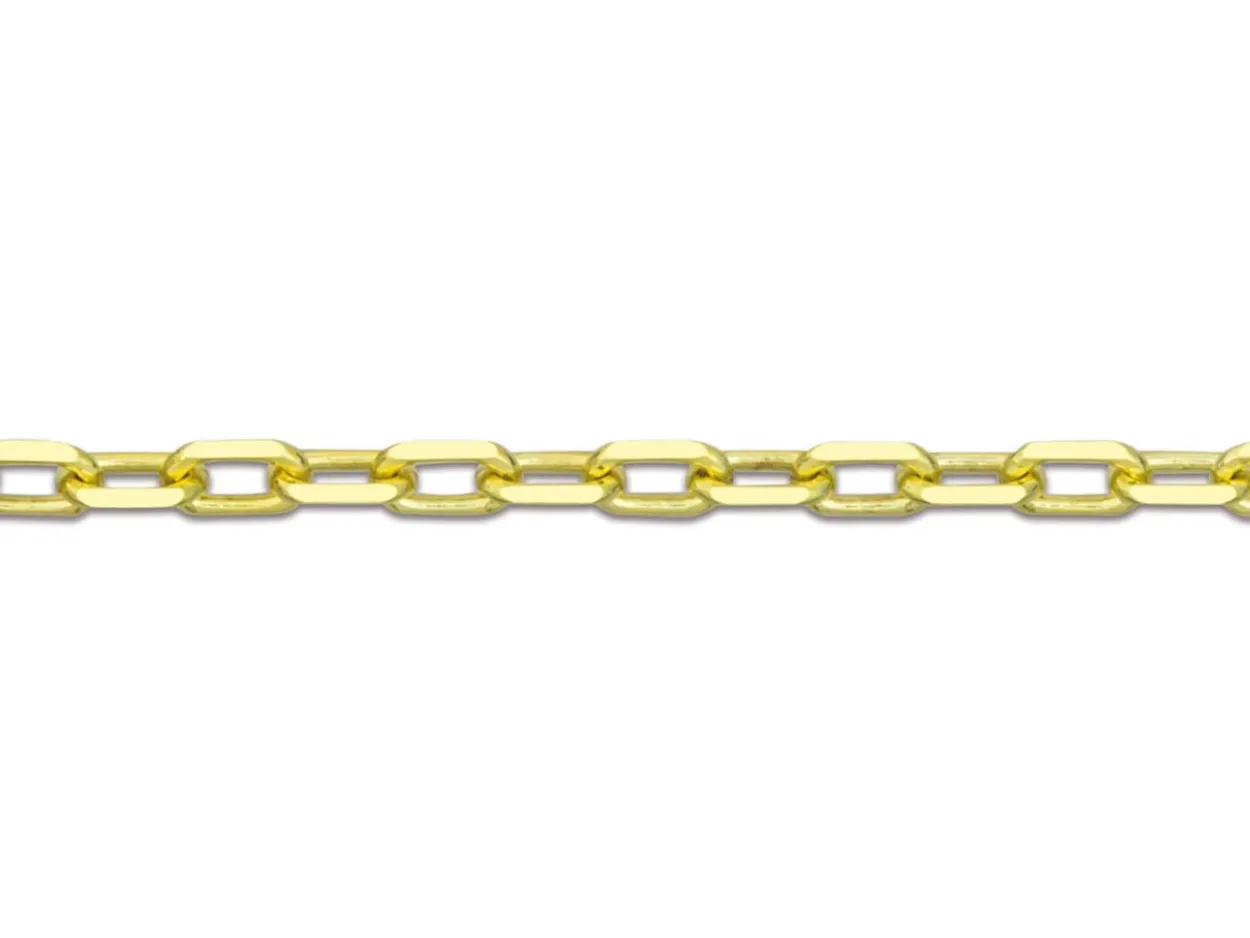 9ct Yellow Gold 1.5mm Diamond Cut Oval Trace Chain 18"/45cm Hallmarked