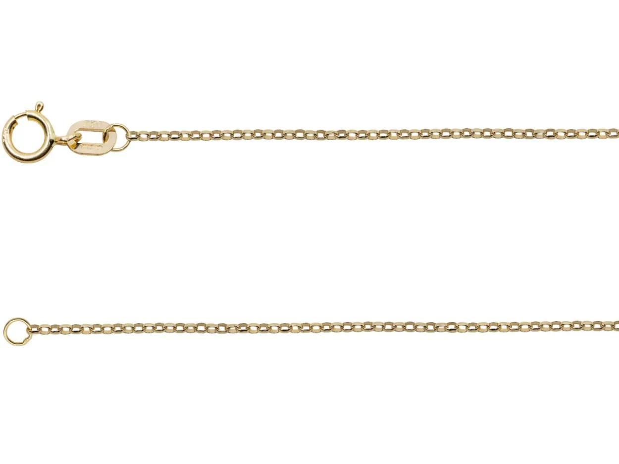 18ct Yellow Gold 1.0mm Diamond Cut Oval Belcher Chain 18"/45cm Hallmarked