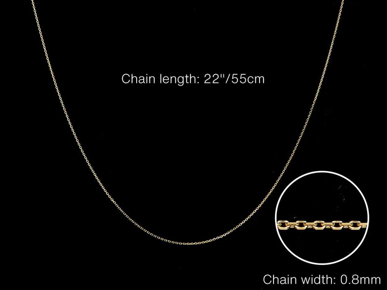 9ct Yellow Gold 0.8mm Diamond Cut Oval Belcher Chain 22"/55cm Unhallmarked