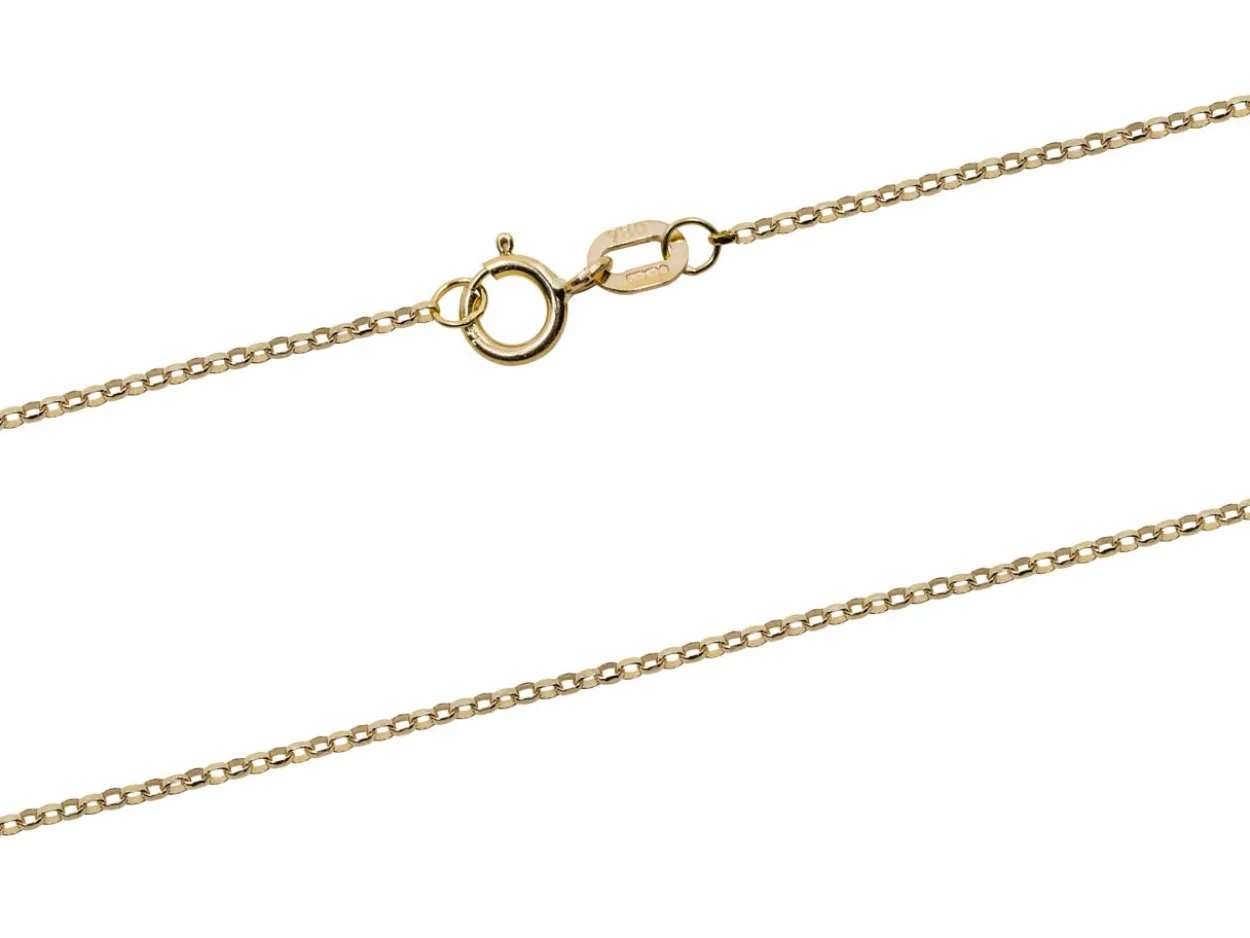 18ct Yellow Gold 1.0mm Diamond Cut Oval Belcher Chain 16"/40cm Hallmarked