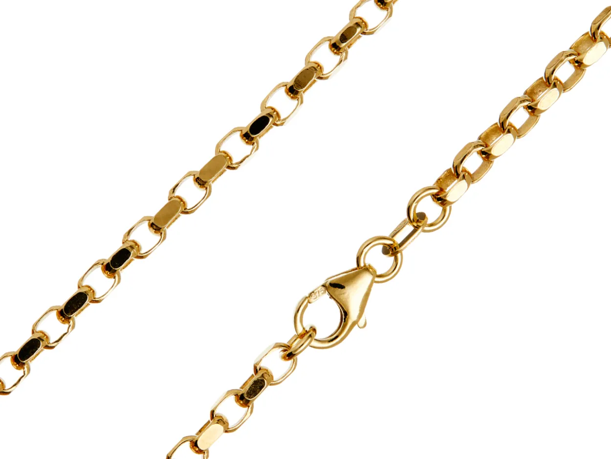 9ct Yellow Gold 3.1mm Diamond Cut Oval Belcher Chain 20"/50cm Hallmarked