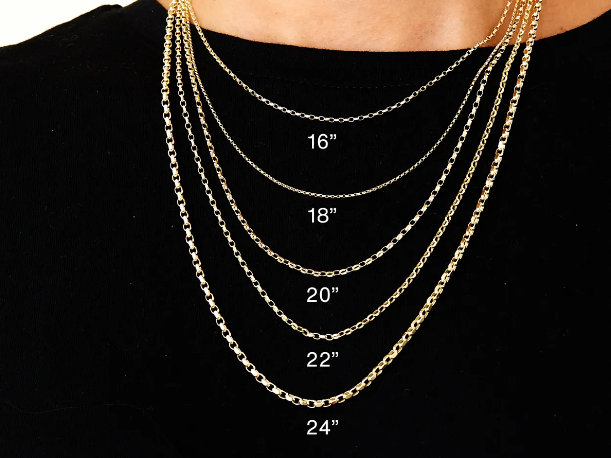 9ct Yellow Gold 3.1mm Diamond Cut Oval Belcher Chain 18"/45cm Hallmarked