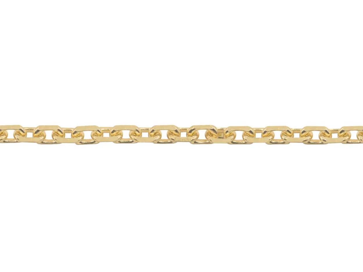 18ct Yellow Gold 1.3mm Diamond Cut Oval Trace Chain 18"/40cm Hallmarked