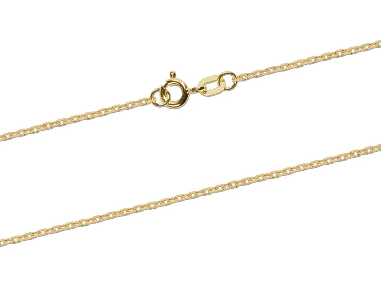 18ct Yellow Gold 1.3mm Diamond Cut Oval Trace Chain 16"/40cm Hallmarked