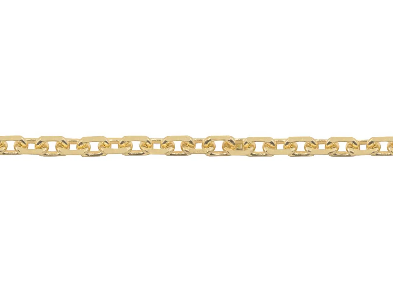 18ct Yellow Gold 1.3mm Diamond Cut Oval Trace Chain 16"/40cm Hallmarked