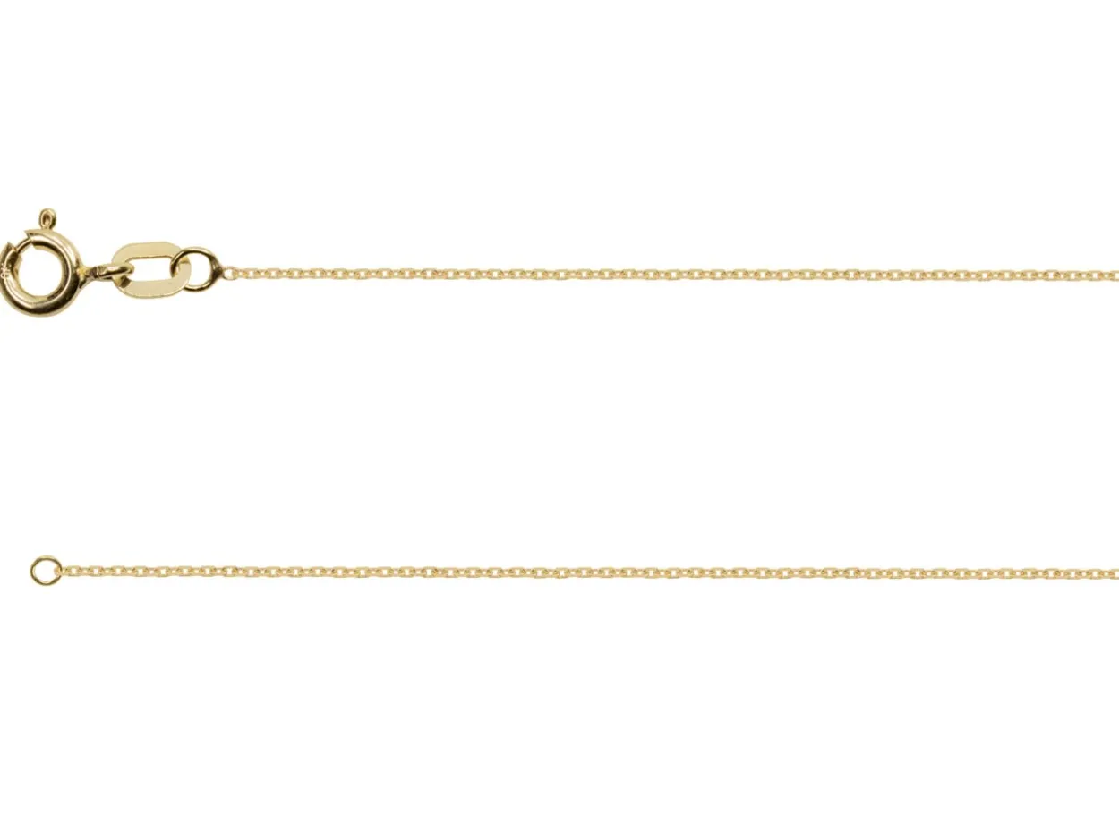 18ct Yellow Gold 0.8mm Diamond Cut Oval Trace Chain 18"/45cm Hallmarked