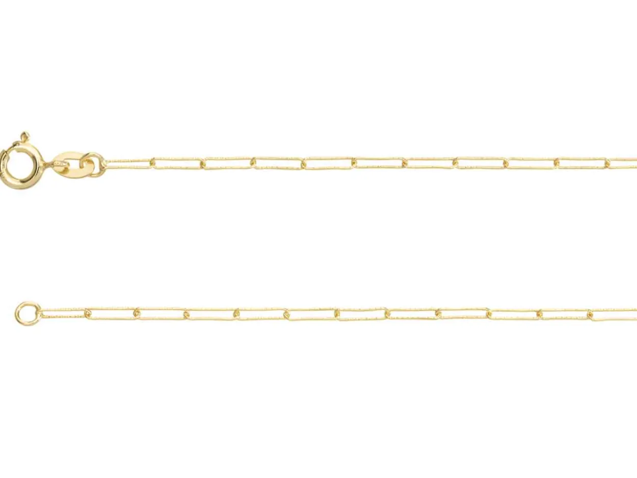 9ct Yellow Gold 1.7mm Diamond Cut Paperclip Trace Chain 20"/50cm Extra Light Hallmarked
