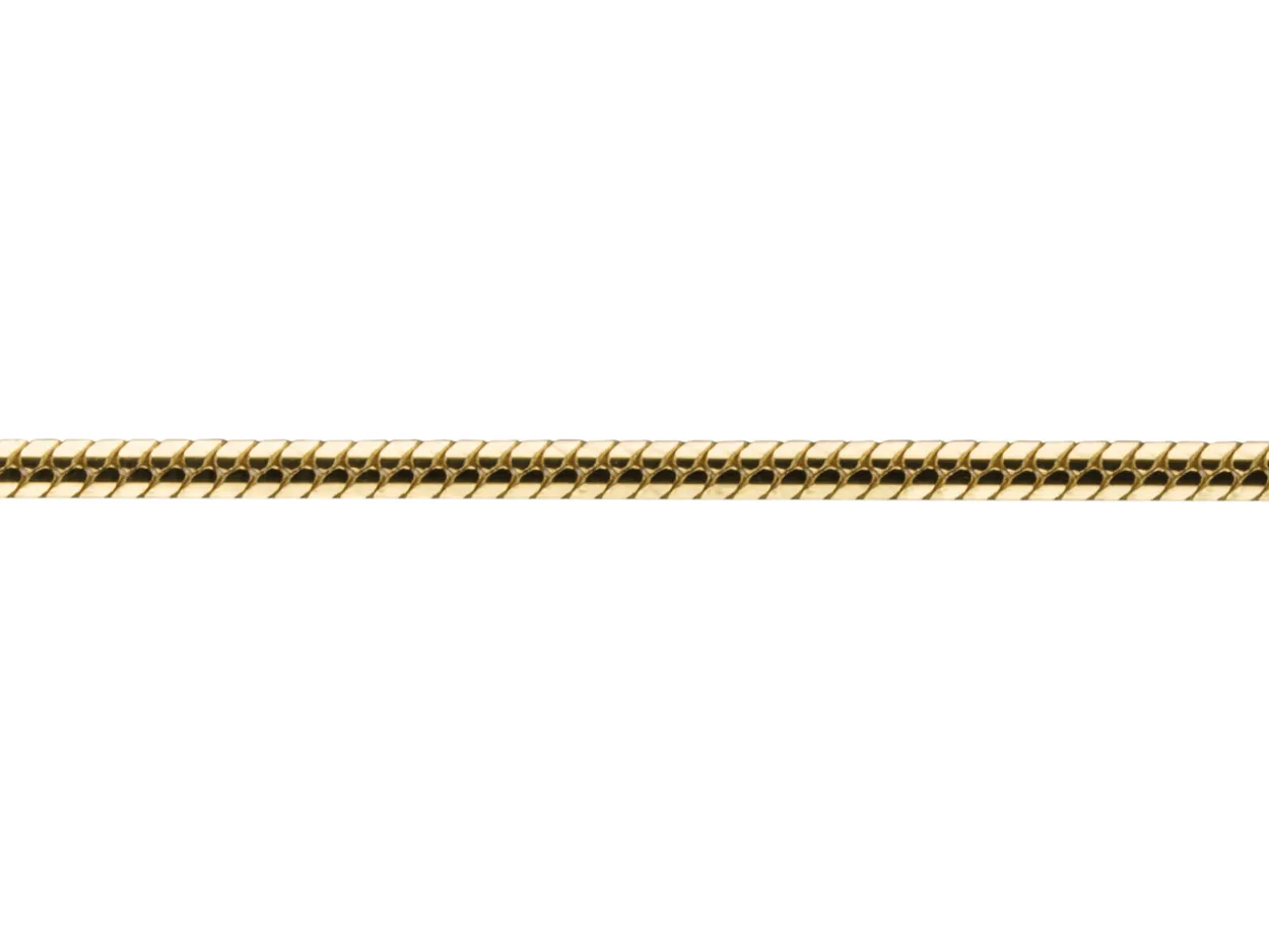 9ct Yellow Gold 1.2mm Diamond Cut Round Snake Chain Loose Unhallmarked