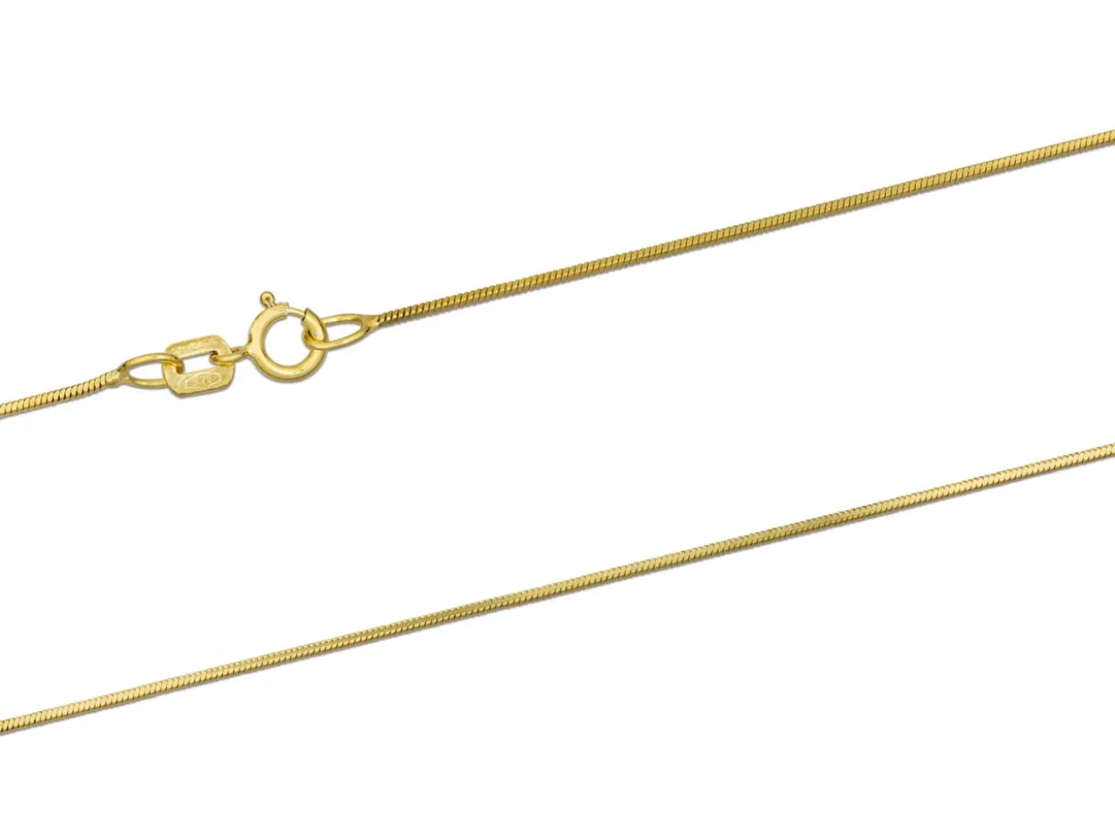 9ct Yellow Gold 0.7mm Diamond Cut Square Snake Chain 18"/45cm Hallmarked