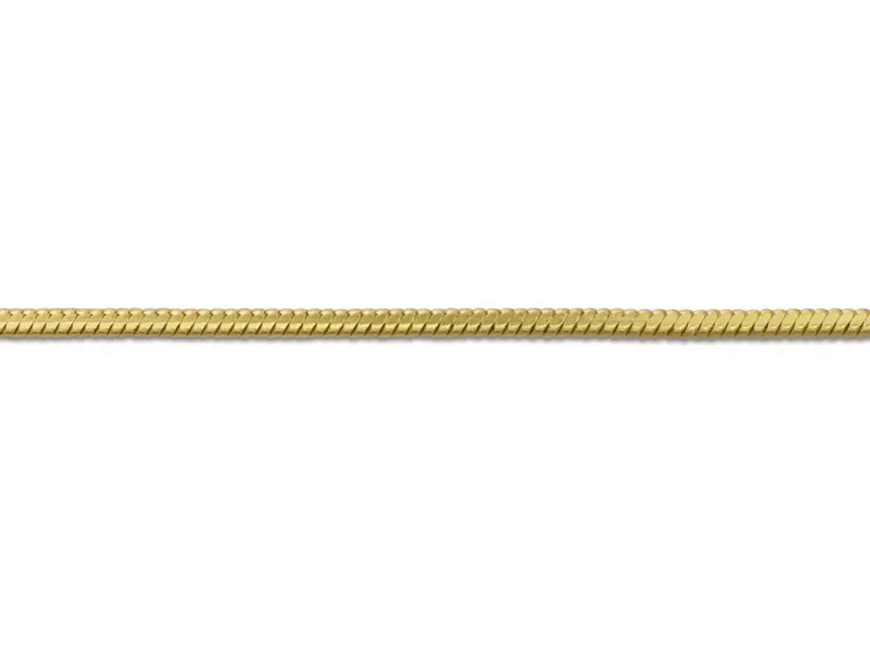 9ct Yellow Gold 0.7mm Diamond Cut Square Snake Chain 18"/45cm Hallmarked