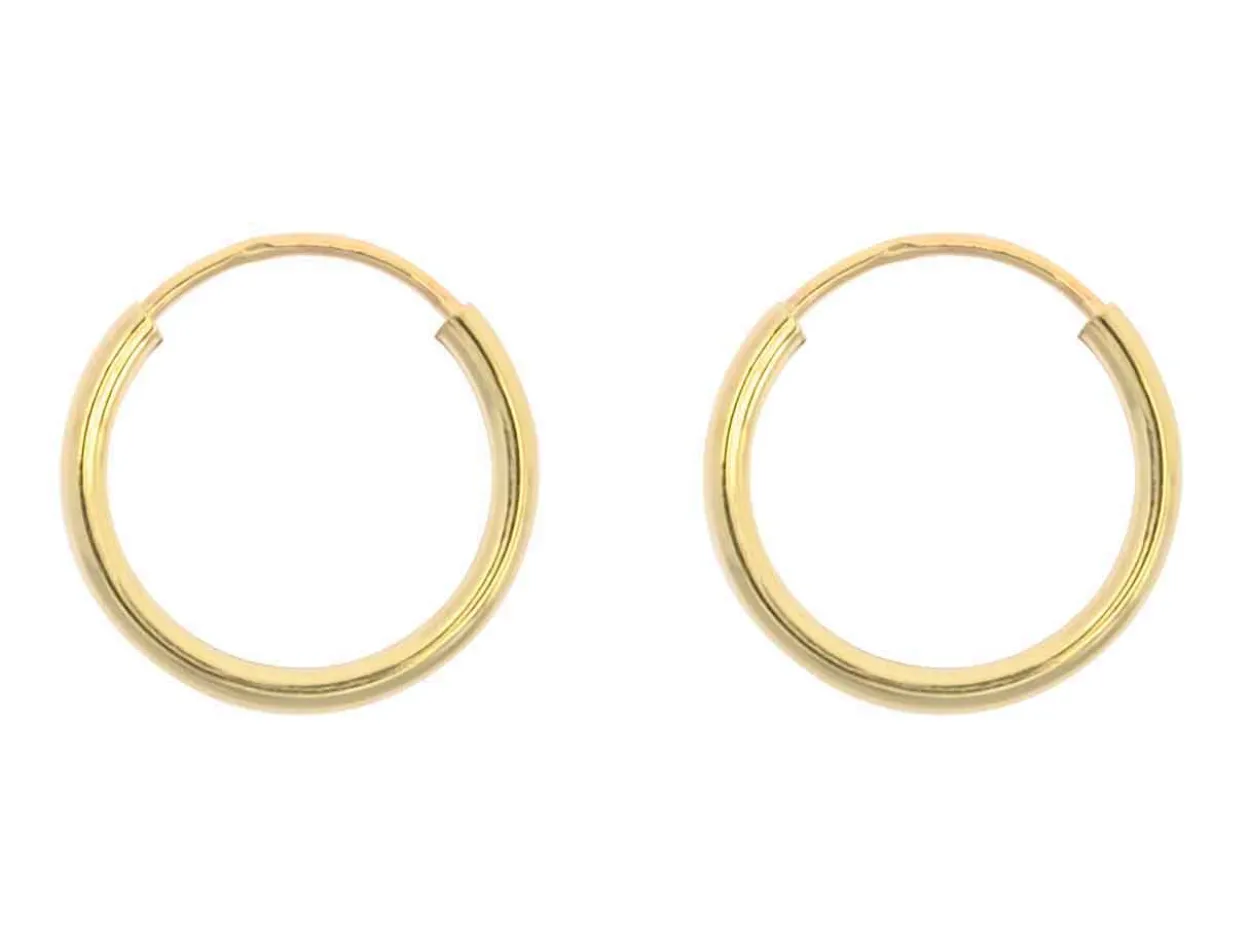 9ct Yellow Gold 10.0mm Endless Sleeper Hoops, Pack Of 2