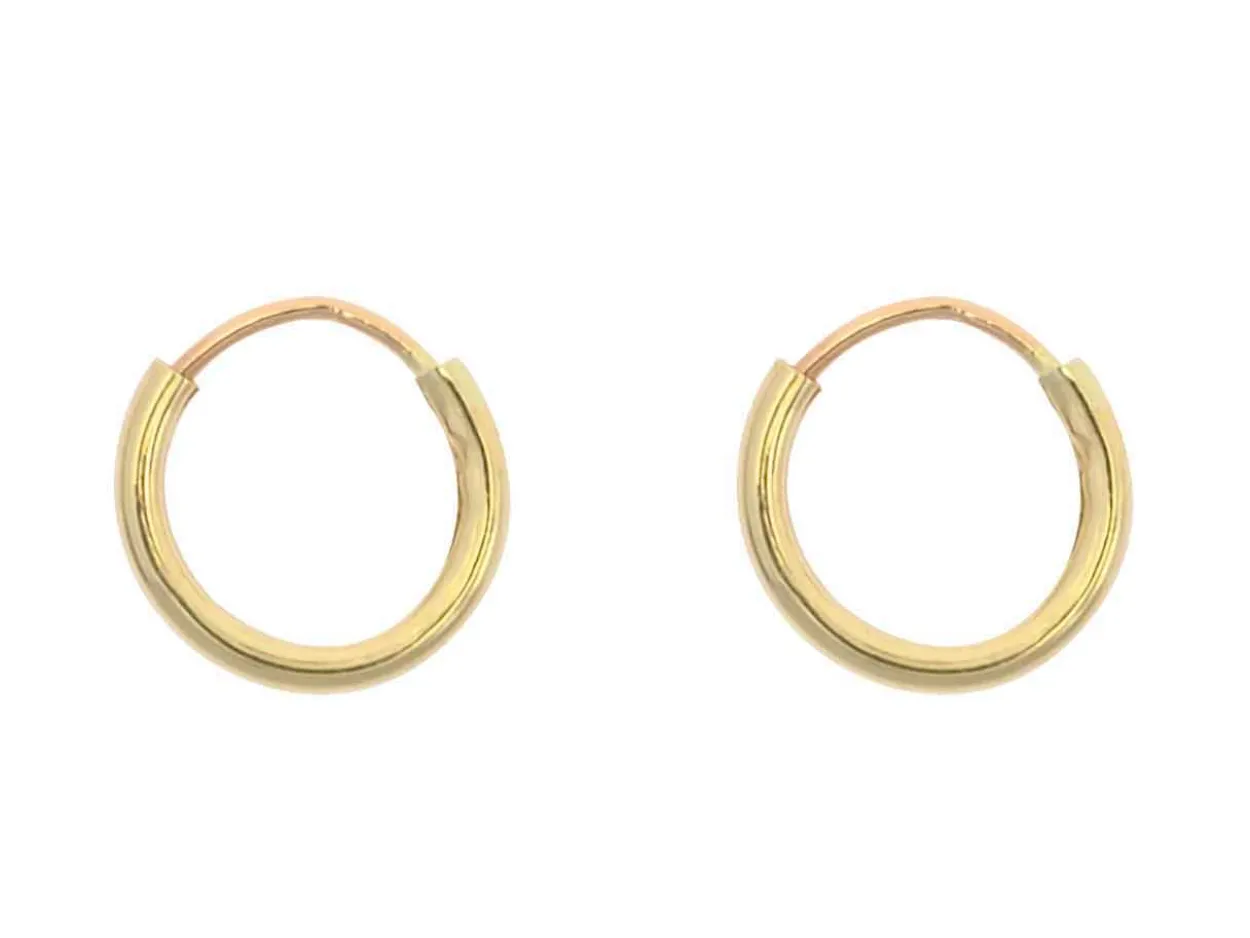 9ct Yellow Gold 8.0mm Endless Sleeper Hoops, Pack Of 2