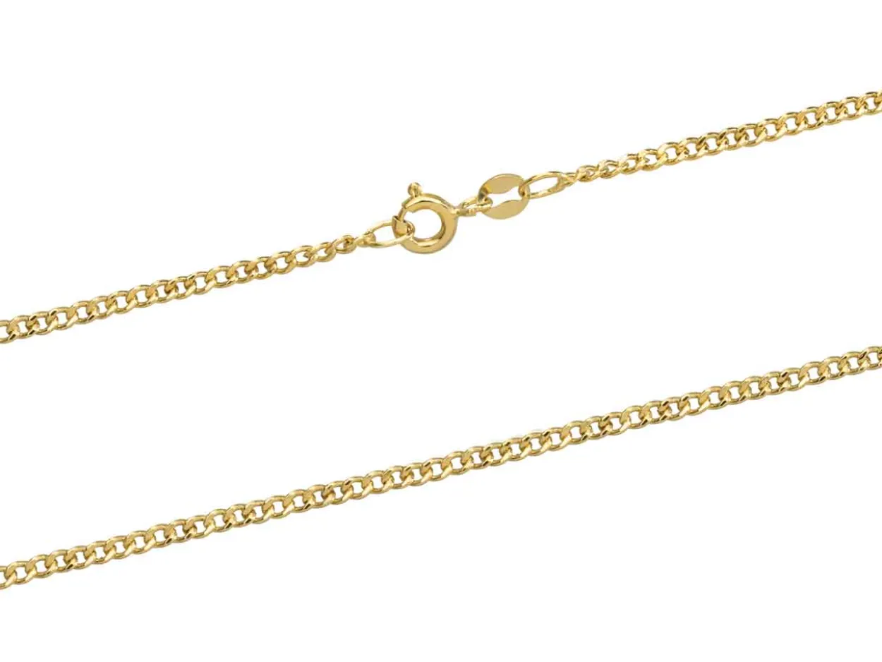 9ct Yellow Gold 1.8mm Filed Hollow Curb Chain 18"/45cm Extra Light Hallmarked