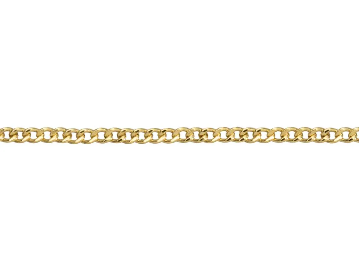 9ct Yellow Gold 1.8mm Filed Hollow Curb Chain 18"/45cm Extra Light Hallmarked