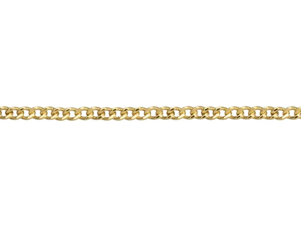 9ct Yellow Gold 1.8mm Filed Hollow Curb Chain 20"/50cm Extra Light Hallmarked