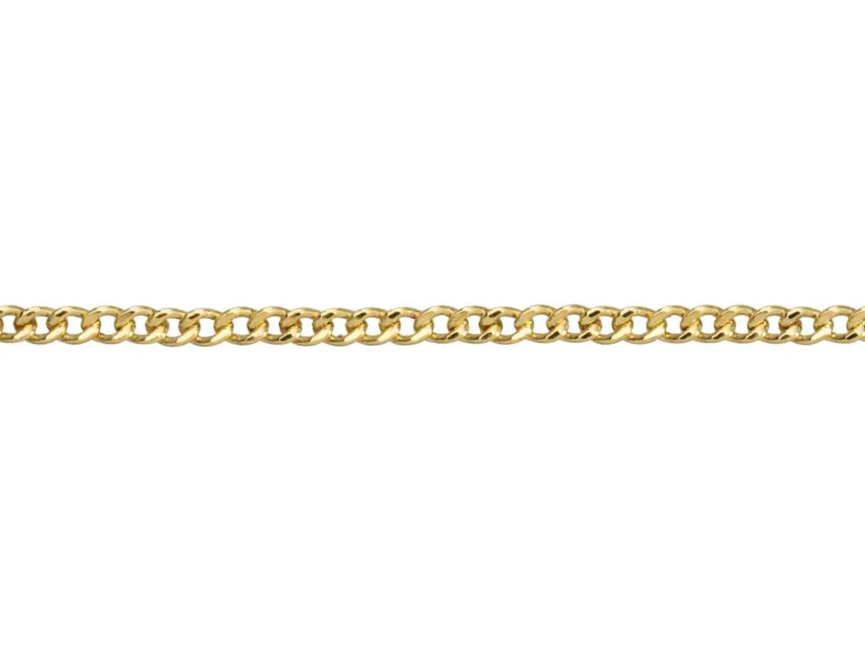 9ct Yellow Gold 1.8mm Filed Hollow Curb Chain 16"/40cm Extra Light Hallmarked