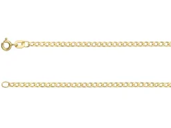 9ct Yellow Gold 2.3mm Filed Hollow Curb Chain 18"/45cm Extra Light Hallmarked