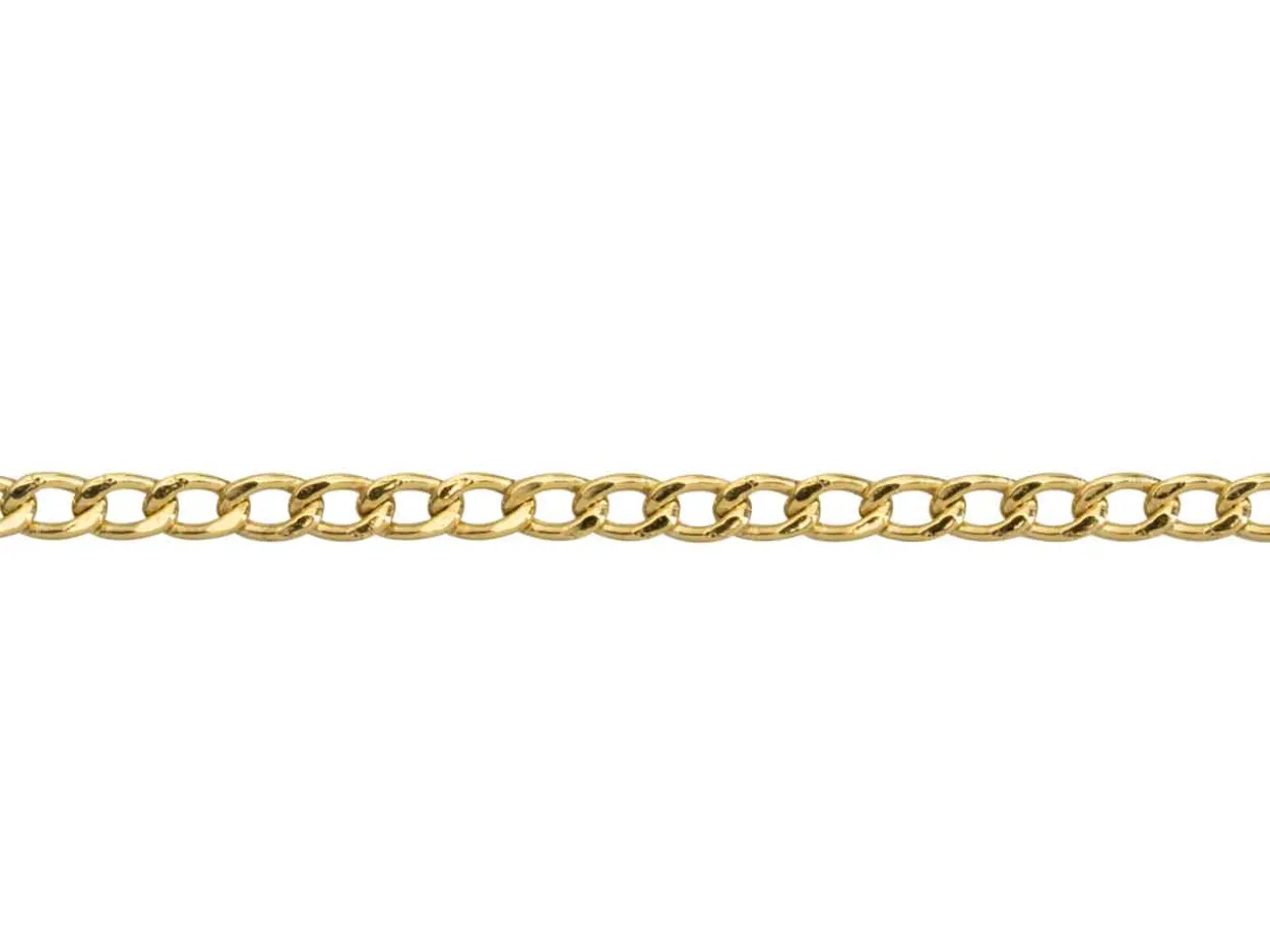 9ct Yellow Gold 2.3mm Filed Hollow Curb Chain 18"/45cm Extra Light Hallmarked