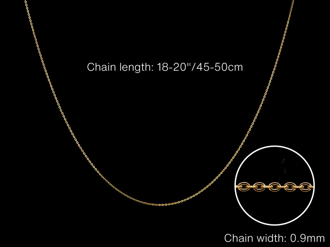 9ct Yellow Gold 0.9mm Flat Filed Oval Trace Chain With Extender 18-20"/45-50cm Unhallmarked