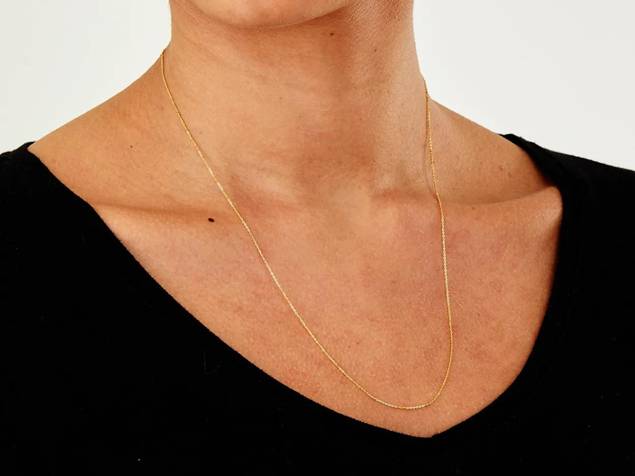 9ct Yellow Gold 0.9mm Flat Filed Oval Trace Chain With Extender 18-20"/45-50cm Unhallmarked
