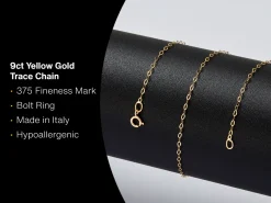 9ct Yellow Gold 1.2mm Flat Filed Oval Trace Chain 20"/50cm Unhallmarked