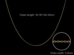 9ct Yellow Gold 0.9mm Flat Filed Oval Trace Chain With Extender 16-18