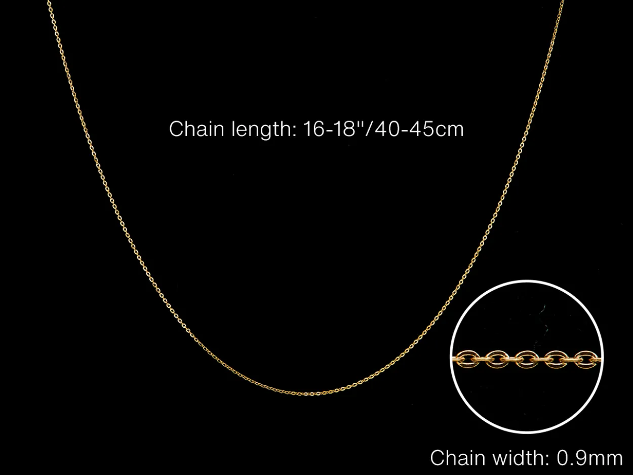 9ct Yellow Gold 0.9mm Flat Filed Oval Trace Chain With Extender 16-18"/40-45cm Unhallmarked