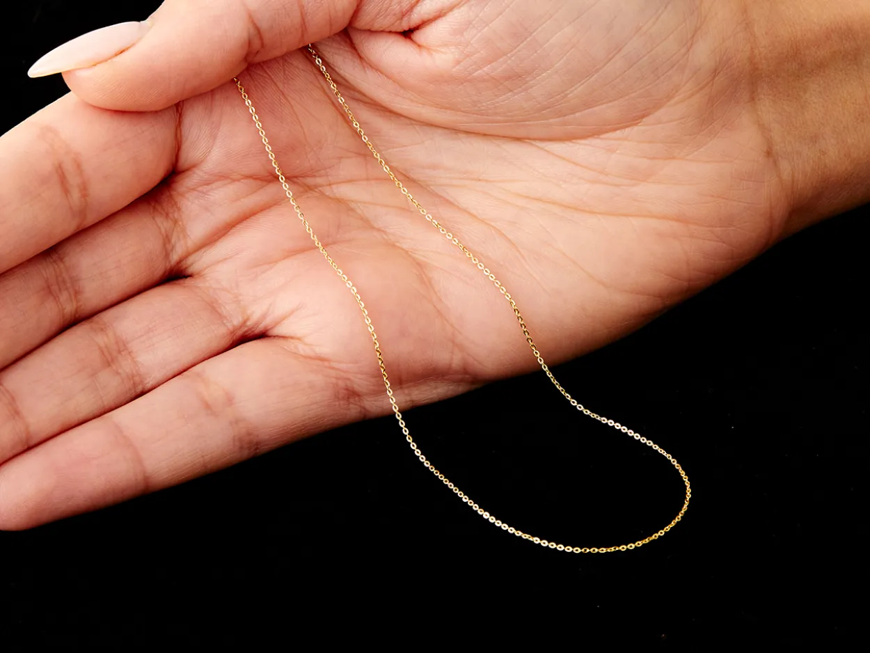 9ct Yellow Gold 0.9mm Flat Filed Oval Trace Chain With Extender 16-18"/40-45cm Unhallmarked