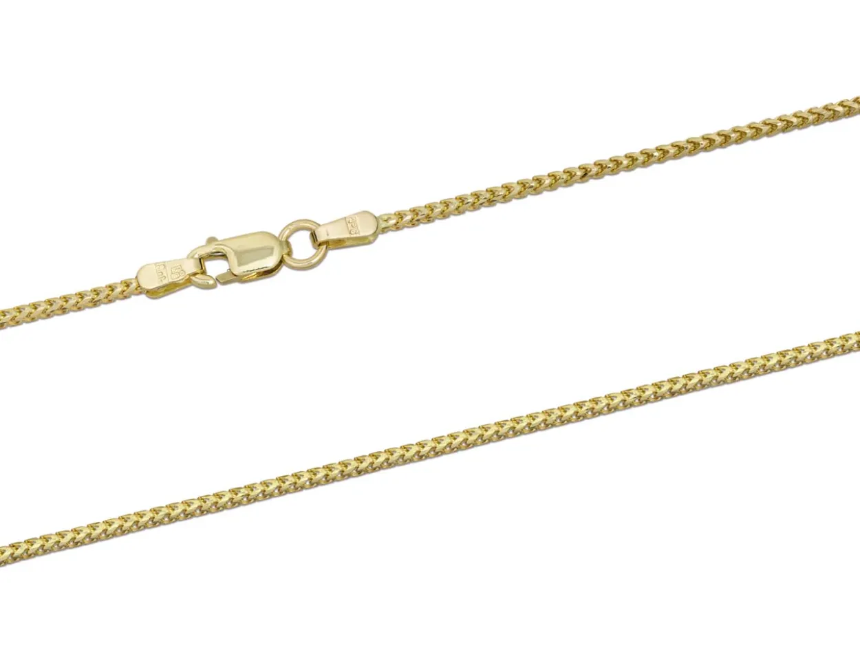 9ct Yellow Gold 1.3mm Franco Chain 18"/45cm Hallmarked