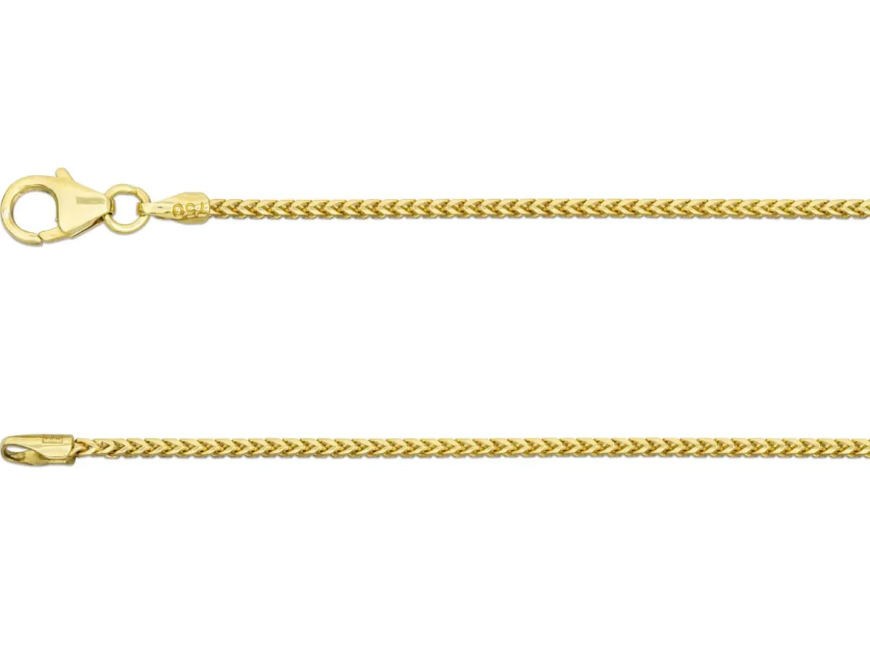 18ct Yellow Gold 1.1mm Franco Chain 16"/40cm Hallmarked