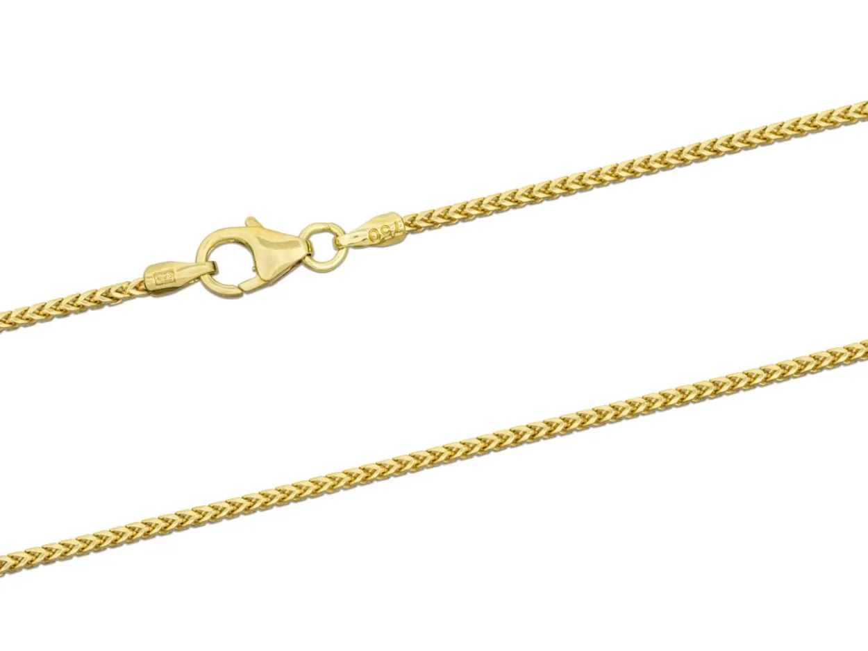 18ct Yellow Gold 1.1mm Franco Chain 16"/40cm Hallmarked