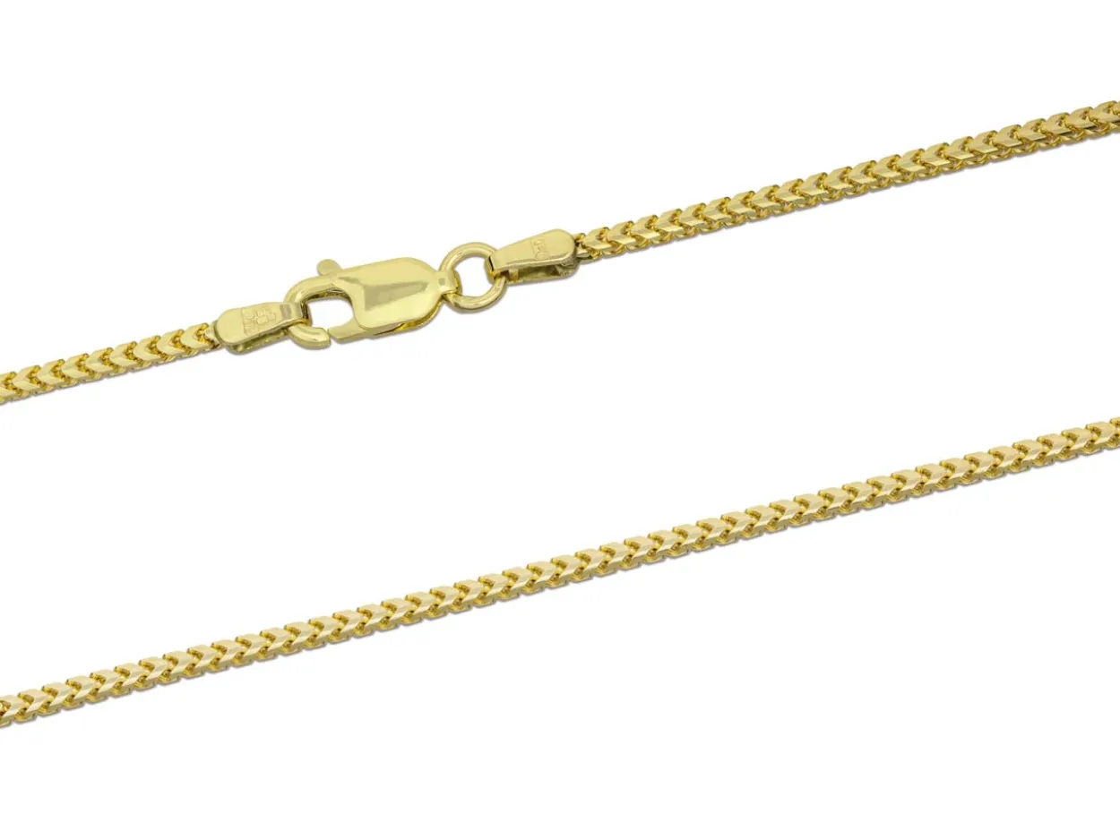 9ct Yellow Gold 1.4mm Franco Chain 20"/50cm Hallmarked