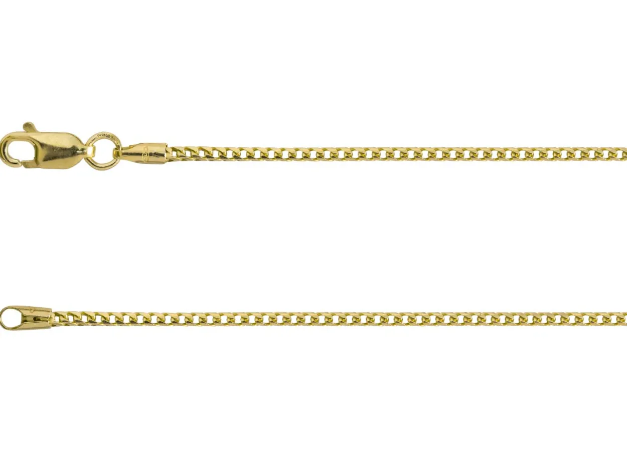 9ct Yellow Gold 1.5mm Franco Chain 18"/45cm Hallmarked