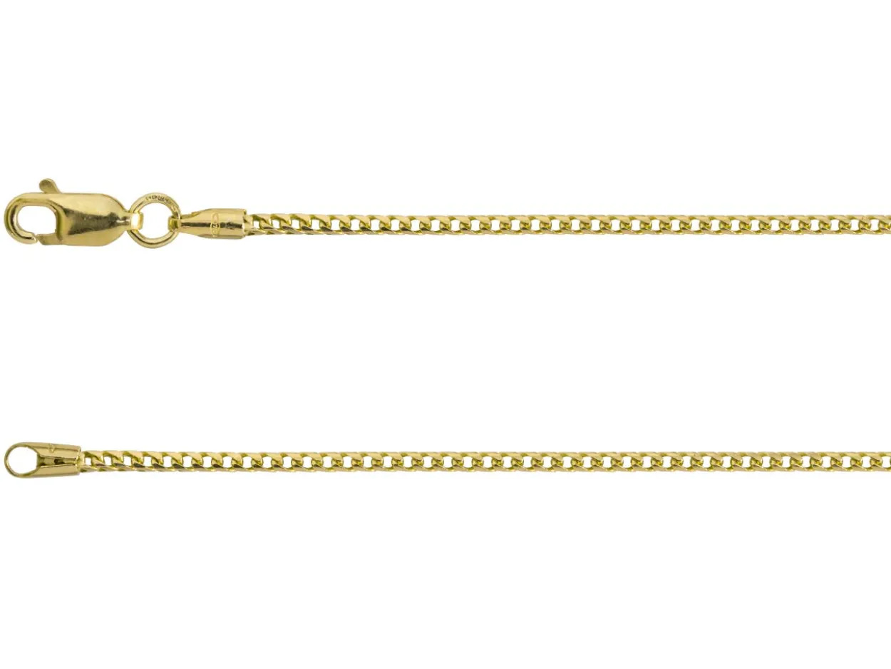 9ct Yellow Gold 1.5mm Franco Chain 16"/40cm Hallmarked