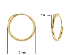 9ct Yellow Gold 10.0mm Hinged Sleeper Superlight Hoops, Pack Of 2, 100% Recycled Gold