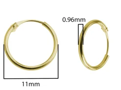 18ct Yellow Gold 11mm Hinged Sleeper Hoop Earring, 100% Recycled Gold