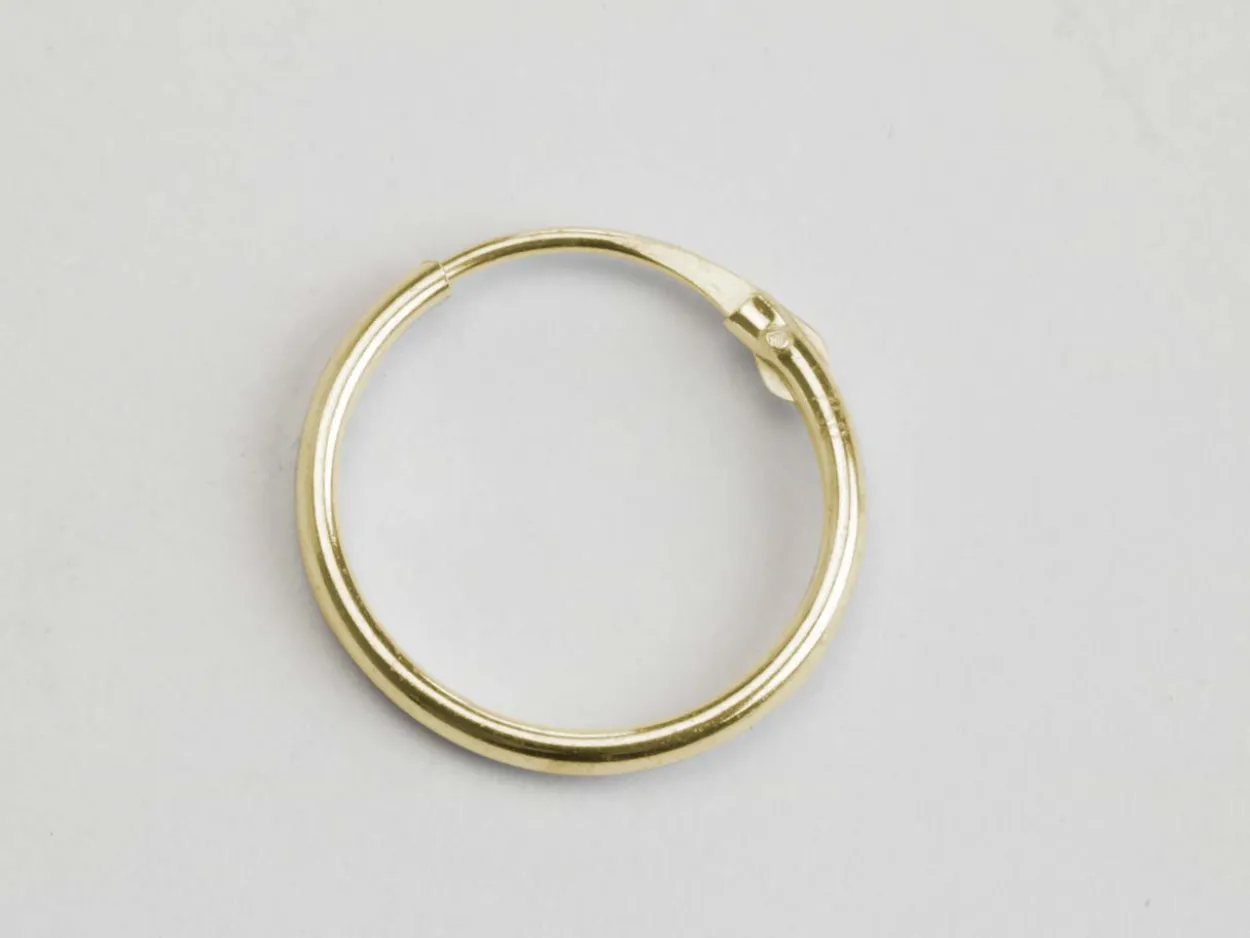 18ct Yellow Gold 11mm Hinged Sleeper Hoop Earring, 100% Recycled Gold