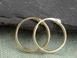 18ct Yellow Gold 11mm Hinged Sleeper Hoop Earring, 100% Recycled Gold