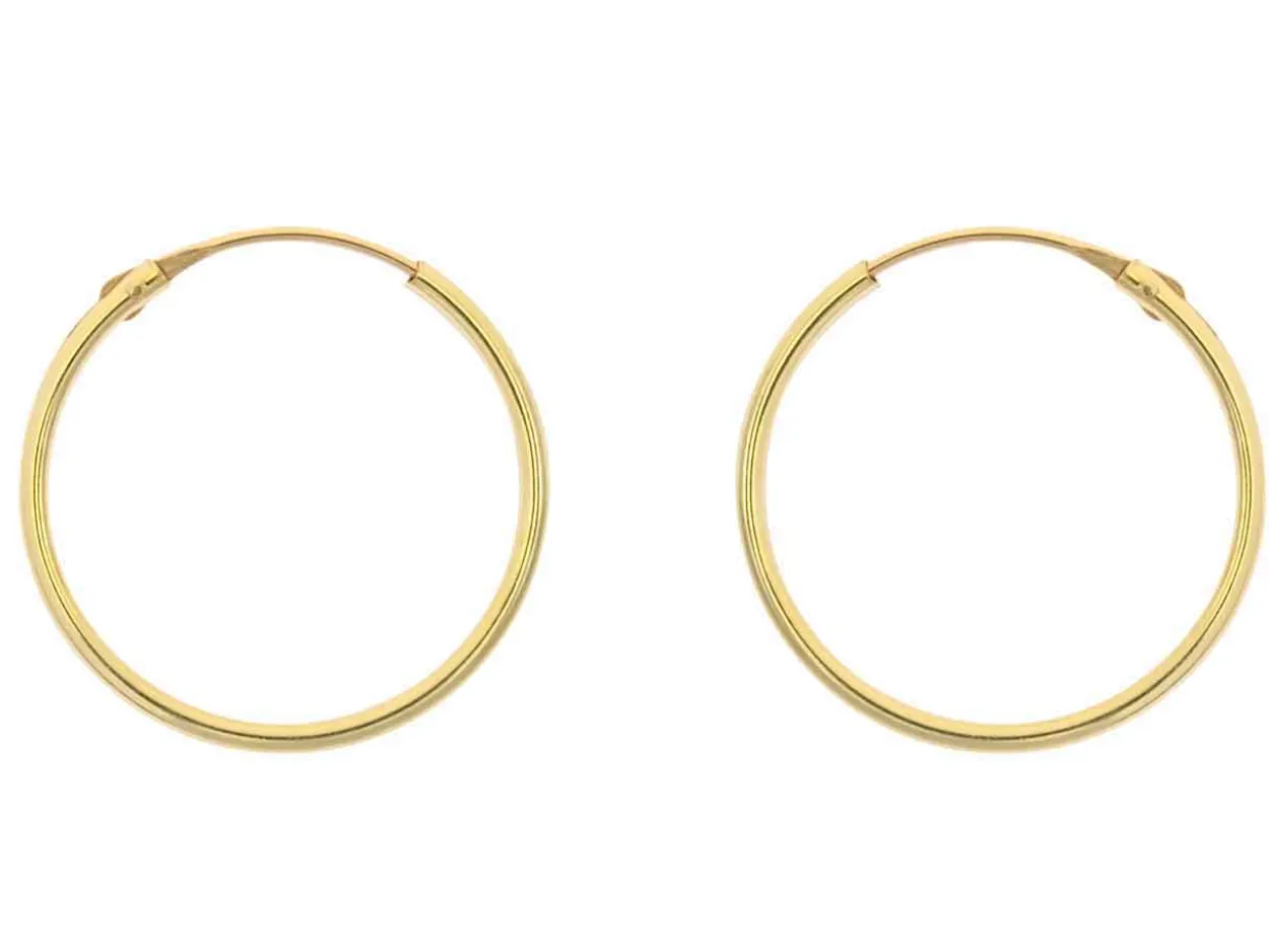 9ct Yellow Gold 16.0mm Hinged Sleeper Superlight Hoops, Pack Of 2, 100% Recycled Gold