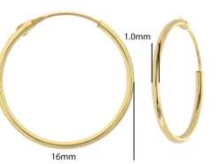 9ct Yellow Gold 16.0mm Hinged Sleeper Superlight Hoops, Pack Of 2, 100% Recycled Gold