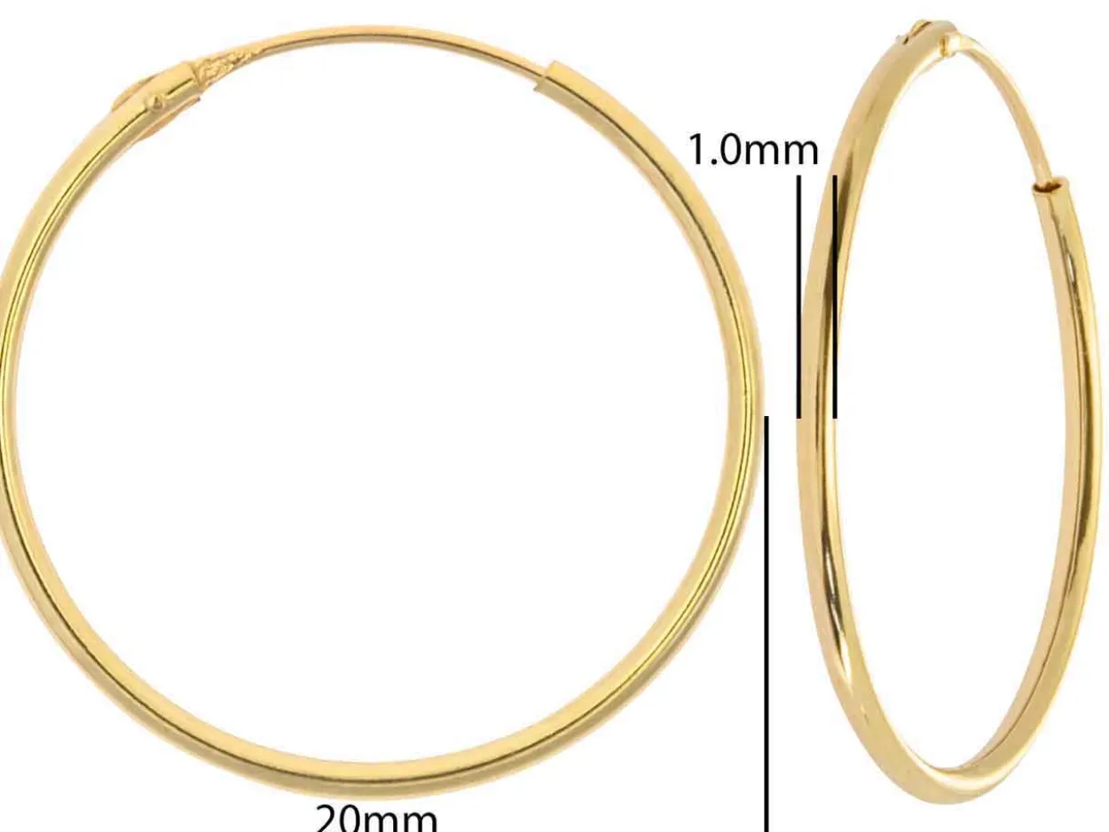 9ct Yellow Gold 20mm Hinged Superlight Hoops Pack of 2, 100% Recycled Gold