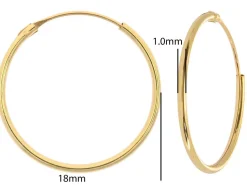 9ct Yellow Gold 18mm Hinged Superlight Hoops Pack of 2, 100% Recycled Gold