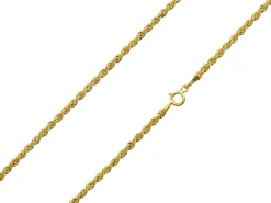 9ct Yellow Gold 2.0mm Hollow Rope Chain 18"/45cm Hallmarked