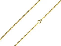 9ct Yellow Gold 1.6mm Hollow Rope Chain 18"/45cm Hallmarked