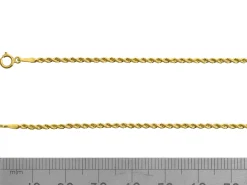9ct Yellow Gold 1.6mm Hollow Rope Chain 18"/45cm Hallmarked