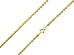 9ct Yellow Gold 2.2mm Hollow Rope Chain 18"/45cm Hallmarked